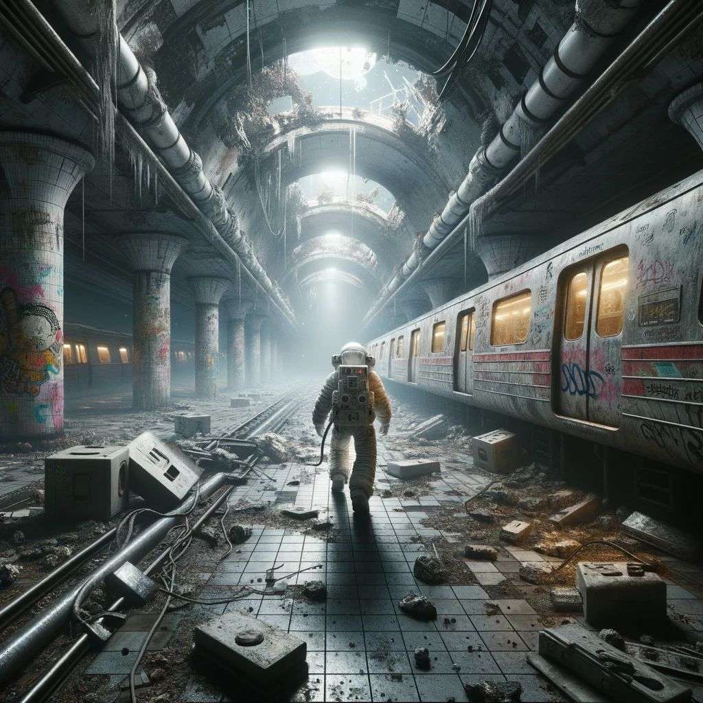 an astronaut, digital art, dystopia